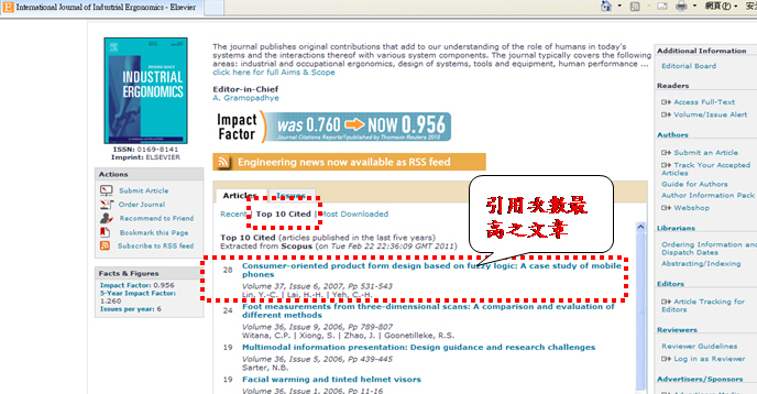 林彥呈副教授論文至2011年2月止被引用次數達28次