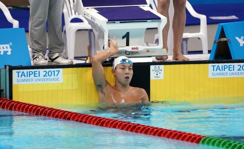 體育系新生黃國庭同學參加2017年台北世大運游泳男子800公尺自由式
